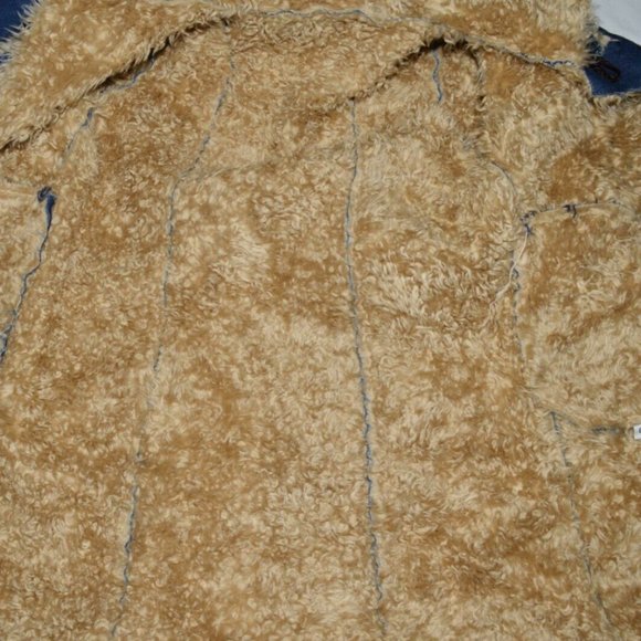 GIRLS KIDS 5Y 6Y BLUE JEANS DENIM FAUX FUR LINING TRIM HOODED COAT JACKET - Picture 5 of 6